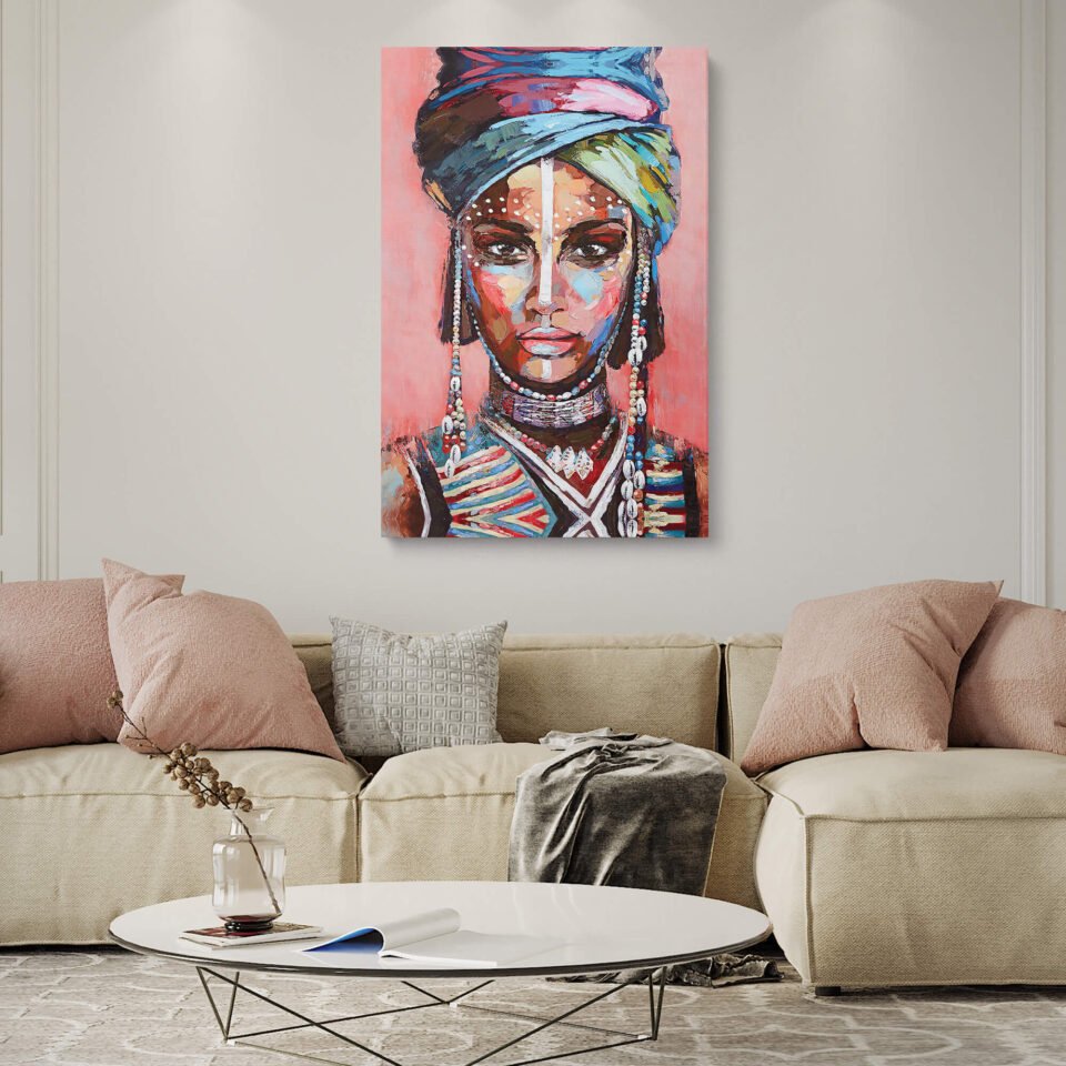 Cultural Splendor - Abstract Painting of a Traditional African Woman - African Wall Art on Canvas Prints