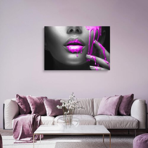 Fuchsia Temptation - Creative Makeup and Paint Drops on a Beautiful Woman - Wall Art Prints
