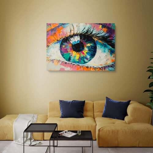 Vivid Vision - Colorful Abstract Eye Oil Painting on Canvas Prints