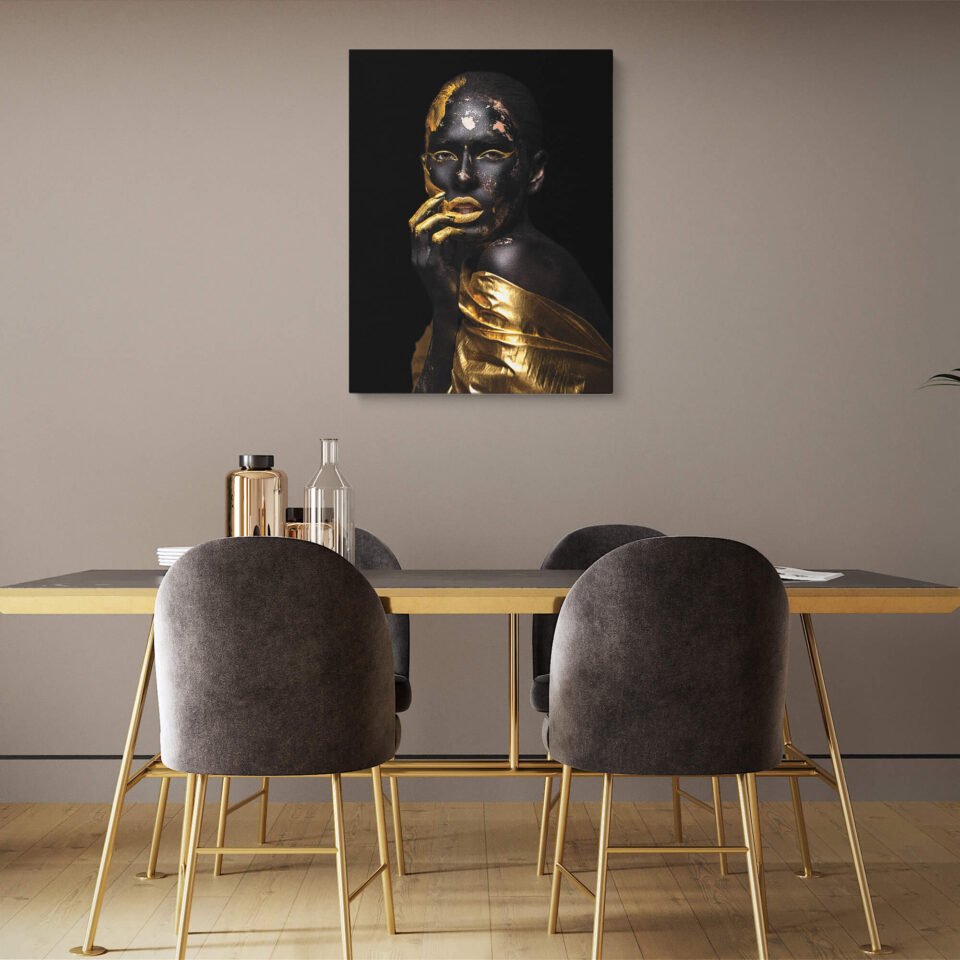 Golden Veil: Elegance and Grace in Chiffon - Gorgeous Home Decor Piece on Canvas Prints