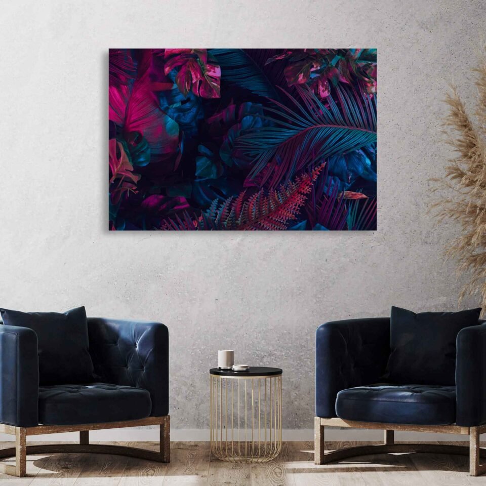 Vibrant Paradise - Majestic Purple Tropical Palm Leaves - Wall Art Prints