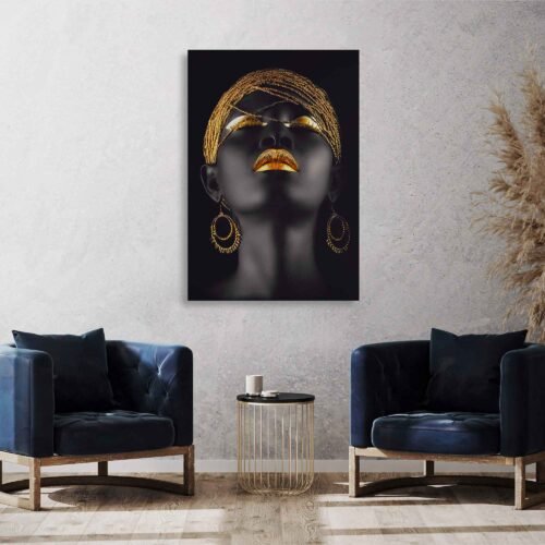 African Goddess - Golden Adornments and Bold Beauty - African Art on Canvas Prints