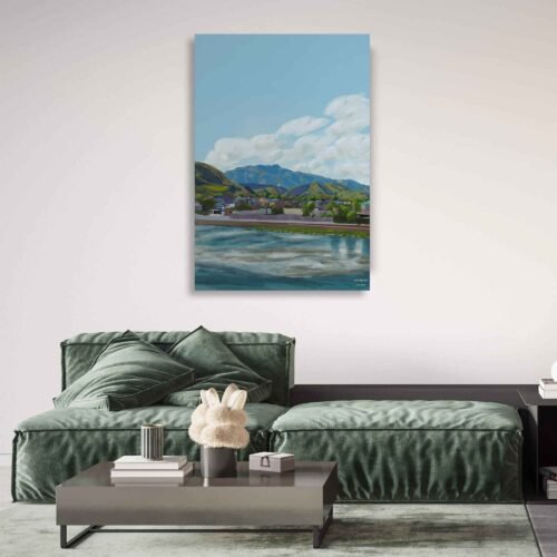 Autumn Serenity - Tranquil Japanese Village Amidst Mountains and Lake - Landscape Wall Art Prints