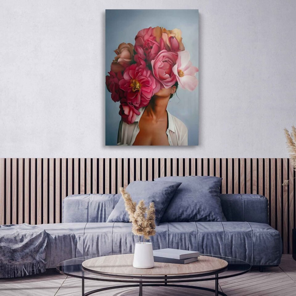 Blossoms of Beauty - A Captivating Portrait Adorned with Peony Flowers - Floral Prints Wall Art