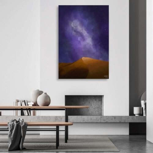 Mystical Sands - Nocturnal Dunescape with a Purple Sky - Canvas Wall Art Prints