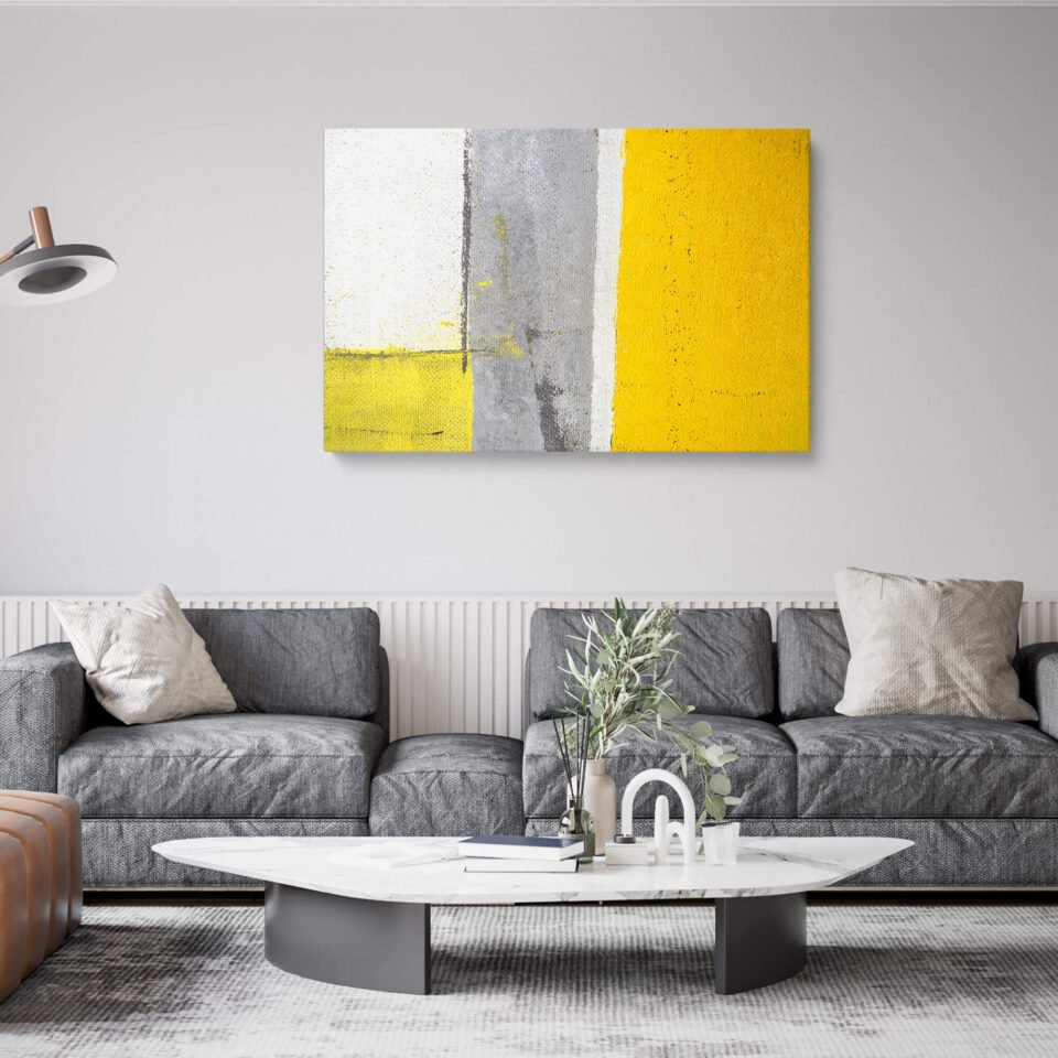 Stylish Yellow and Grey Abstract Wall Art - Modern Canvas Print for Interior Decoration