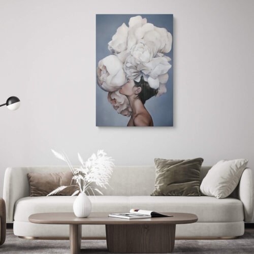 Floral Enchantment - Abstract Avatar Girl Embracing Nature - Floral Wall Art Prints