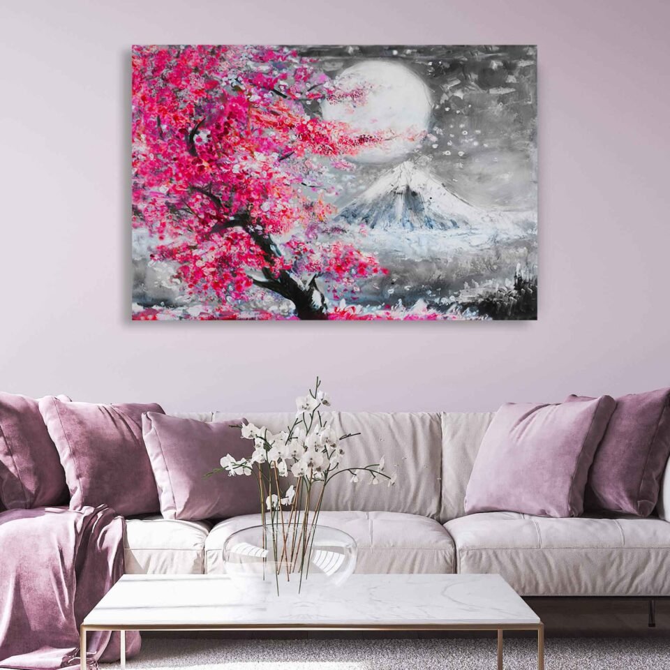 Snowy Serenity - Mount Fuji and Red Maple Tree in Wintertime - Nature Wall Art Prints