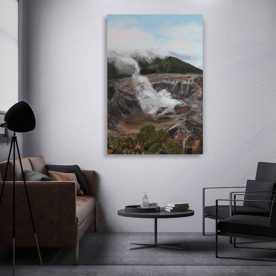 Inferno's Beauty - Poás Volcano Landscape Reproduction on Canvas Print