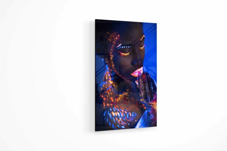 Glass Wall Art - Neon Silence