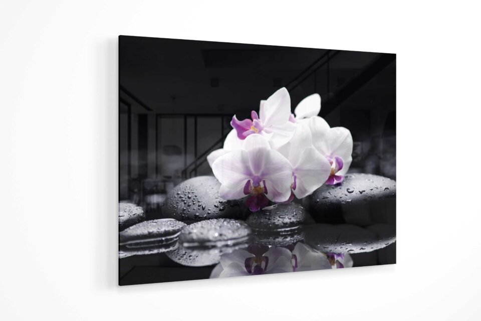 Glass Wall Art - White Orchid
