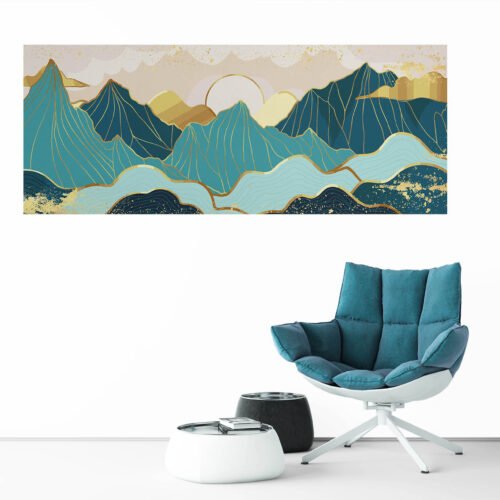 Golden Horizon - Luxury Mountain Landscape - Panoramic Wall Art Prints