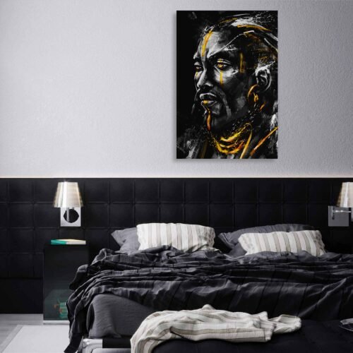 Regal Gaze - The African Chief with Golden Eyes and Intricate Patterns - Canvas Prints