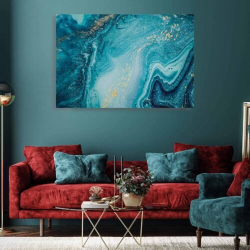 Turquoise Wall Art Decor - Abstract Print on Canvas