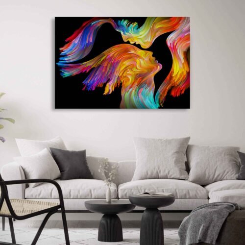 Colorful Swirls Romantic Concept - Artistic Brush Strokes on Canvas Prints