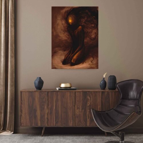 Shadows of Redemption: Canvas Print of Lucifer the Fallen Angel - Dark Abstract