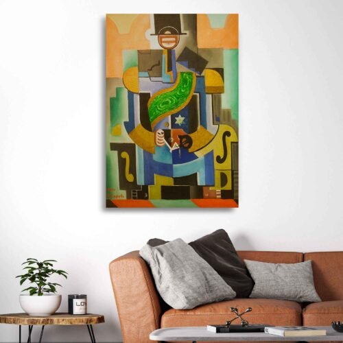 African King Framed Artwork: Abstract Painting by Josef Čapek Famous Cubist Artist - Exclusive Wall Decor for Modern Homes