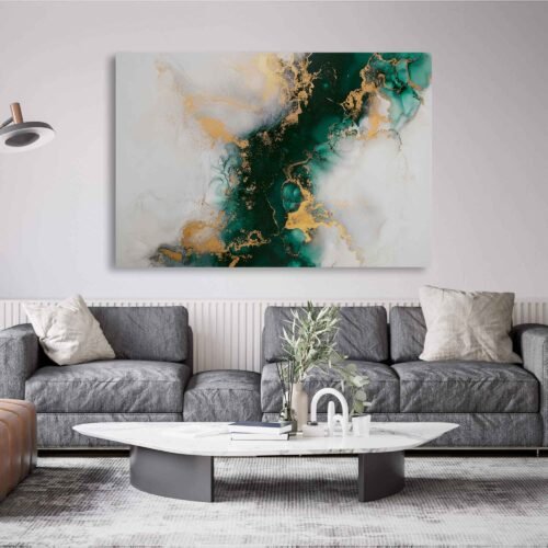 Emerald Green - Abstract Art. This stunning piece showcases an emerald green marble abstract art composition, born from the artist's creative vision and expertise. The intricate details and fluid patterns mimic the elegance of marbled textures, evoking a sense of timeless serenity and sophistication.