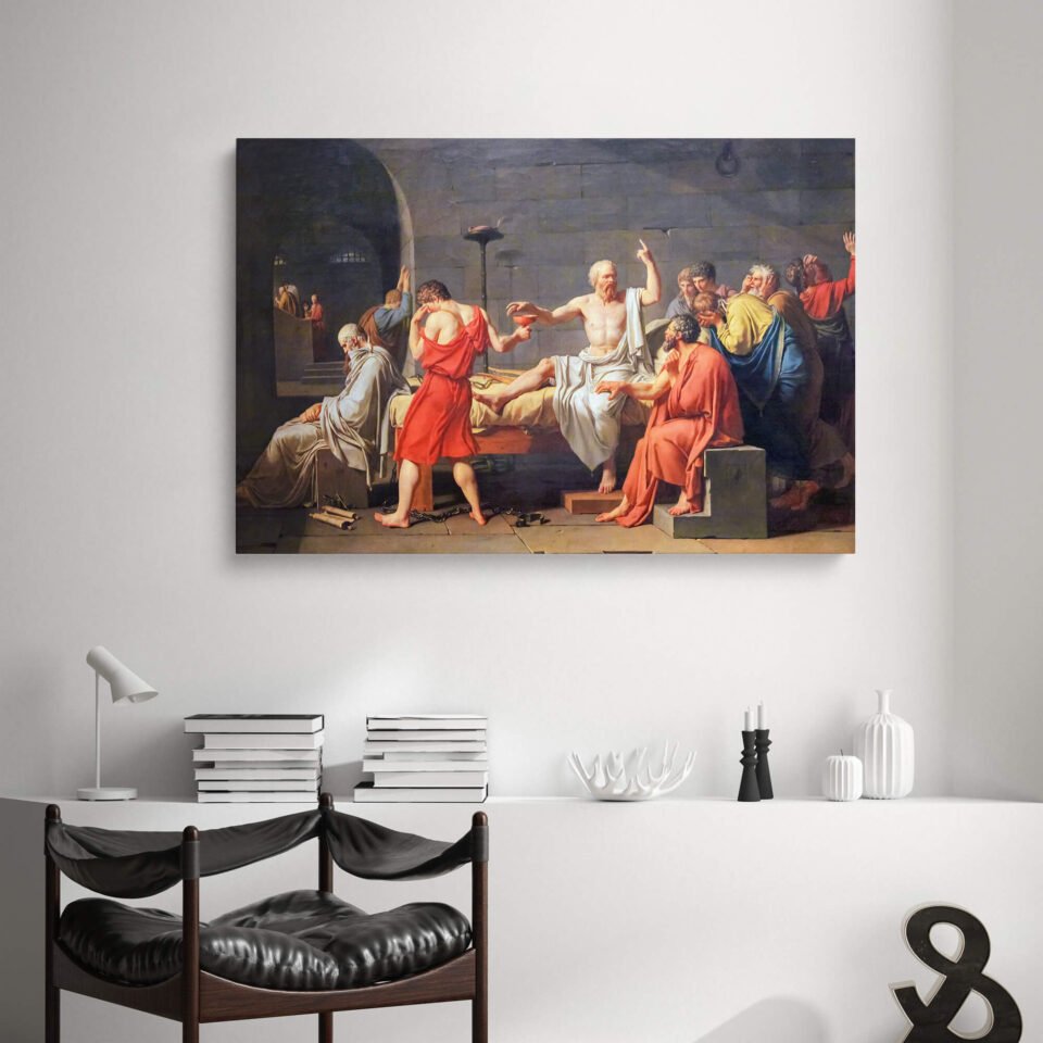 The Death of Socrates - Famous Painting by Jacques-Louis David - Reproduction on Canvas Print
