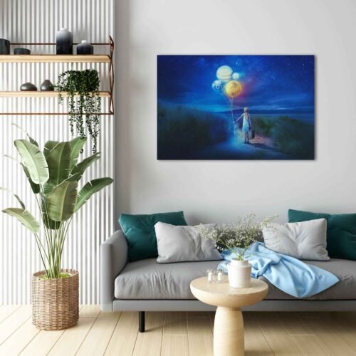 Wanderlust Among the Stars - A Girl's Cosmic Journey - Canvas Wall Art Prints