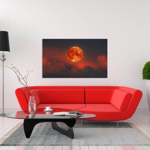 Crimson Eclipse - The Blood Moon in a Black Sky with Clouds - Astronomy Prints