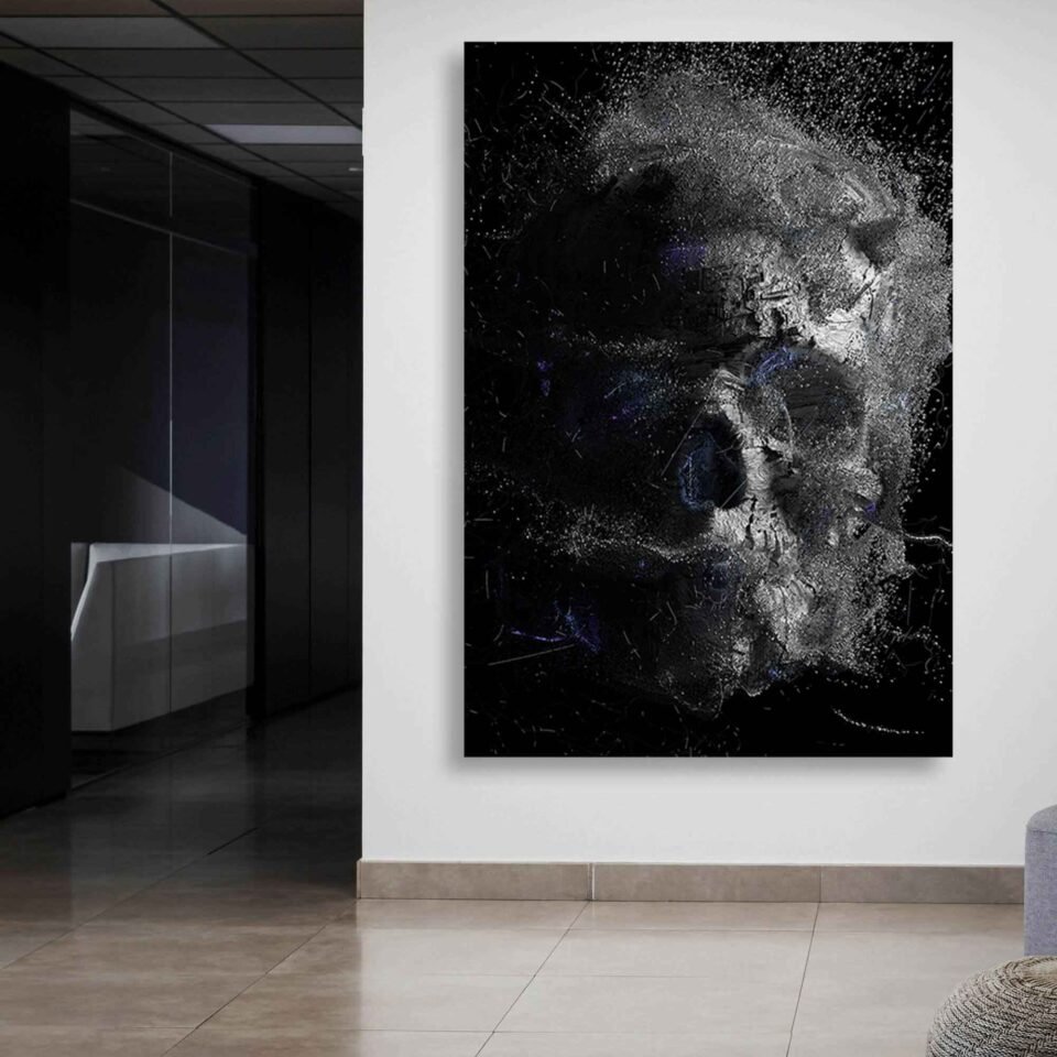 Ethereal Shadows - Surreal Halloween Cyber Skull On Canvas Prints