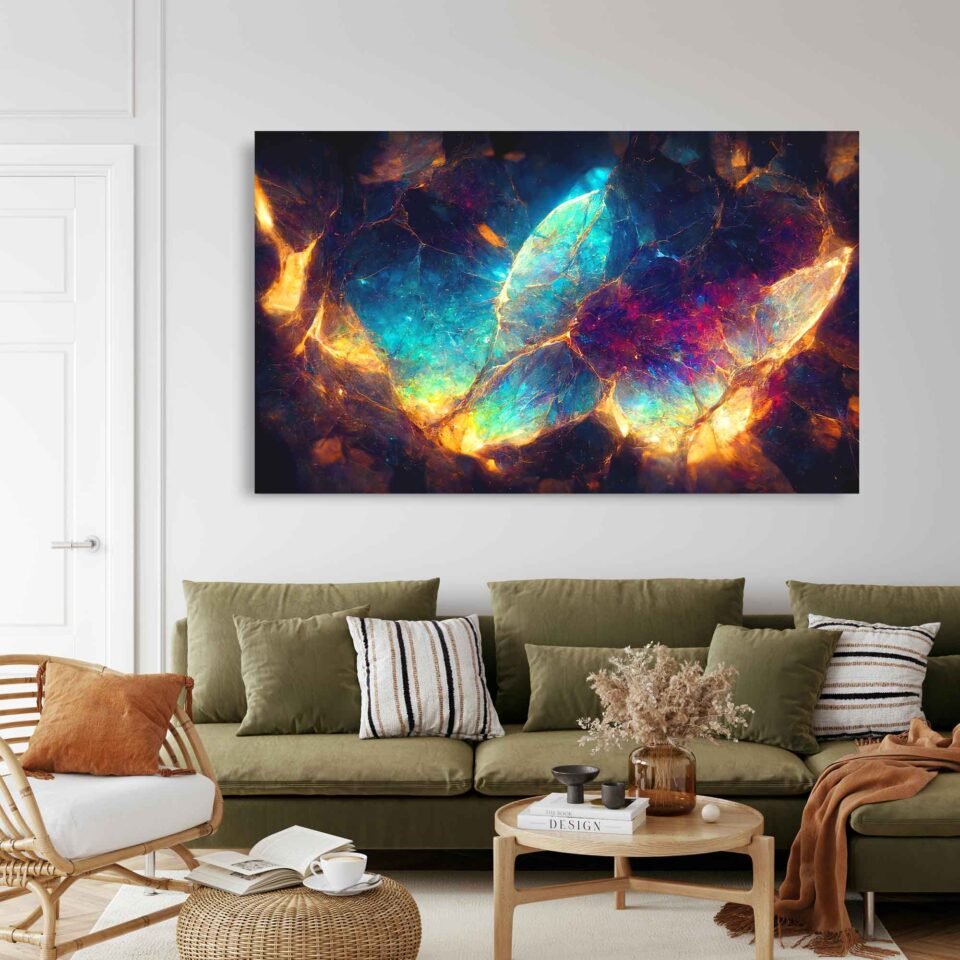 Galactic Crystal Dreams - Abstract Stained Glass in Space - Large Canvas Prints