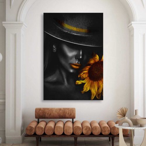 Golden Bloom - Beautiful Woman with Fantastic Golden Lips - Canvas Wall Art Prints