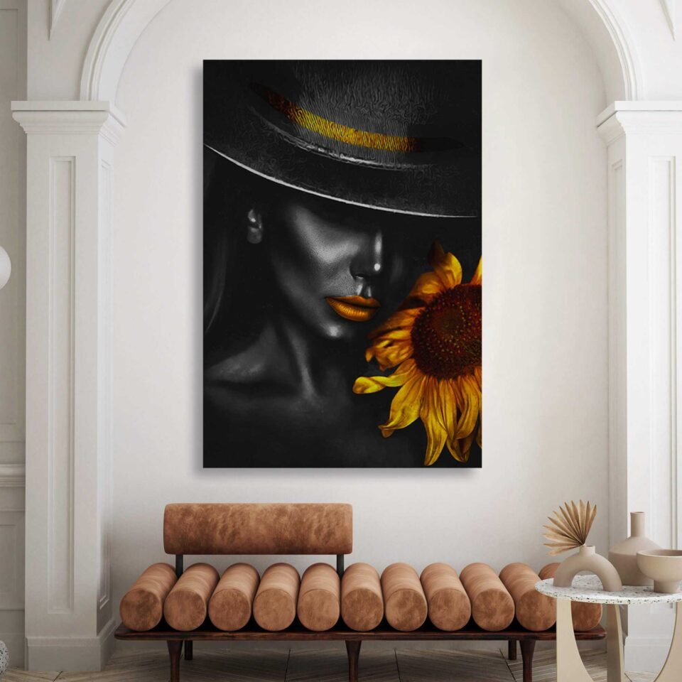 Golden Bloom - Beautiful Woman with Fantastic Golden Lips - Canvas Wall Art Prints