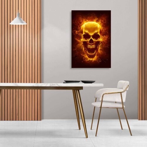 Inferno Soul - Digital Painting of a Fire Human Skull with Flames - Wall Art Prints
