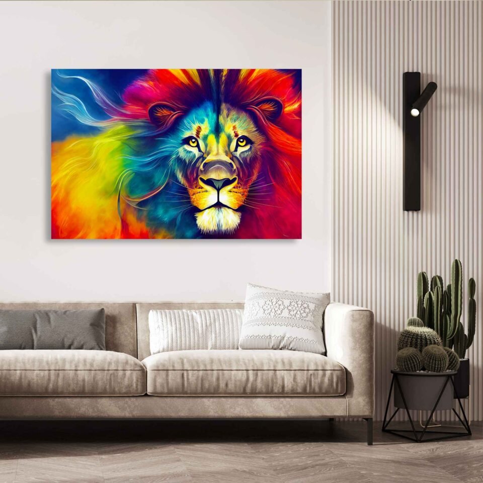 Lion King - Vibrant Majesty - Creative Colorful Lion King in Pop Art Style