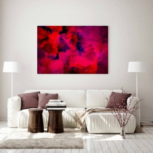 Abstract Textures - Red and Purple Painted in Darkness - Abstract Wall Art