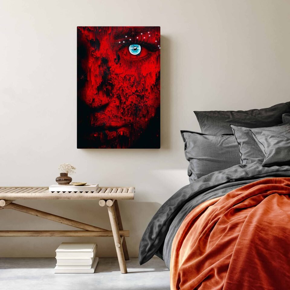Futuristic Cyberpunk - Abstract Portrait of a Woman Breaking Off from the Spider's Web - Wall Art Prints