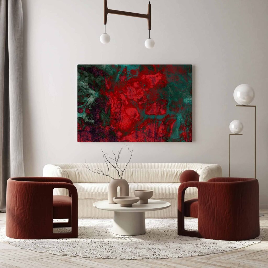 Grungy Elegance - Decorative Pattern with Red Texture - Abstract Wall Art