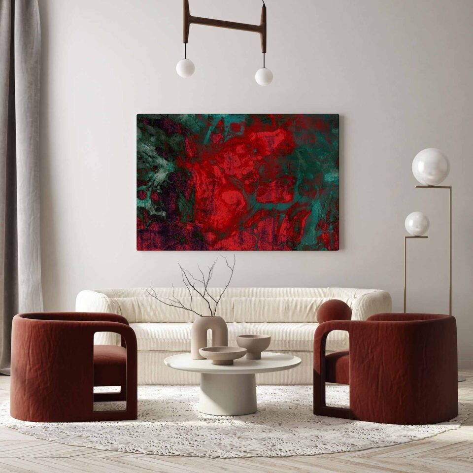 Grungy Elegance - Decorative Pattern with Red Texture - Abstract Wall Art
