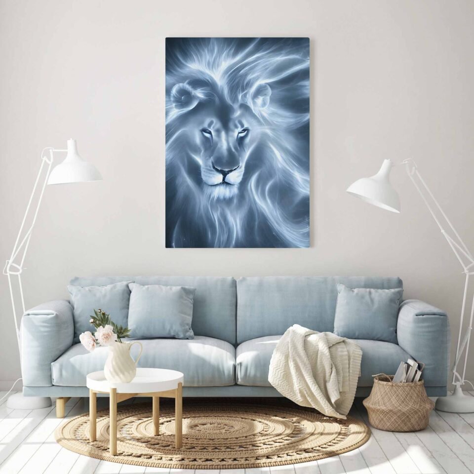 Spectral Majesty - White Ghost Lion on Wildlife Prints
