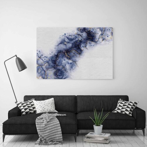 Purple Majesty - Abstract Wall Art on Canvas Prints. The abstract artwork with purple watercolor ink and golden texture embodies the essence of artistic expression and celebrates the harmonious fusion of colors and textures. It brings a sense of refinement and beauty to any room, creating a focal point that sparks conversations and admiration.