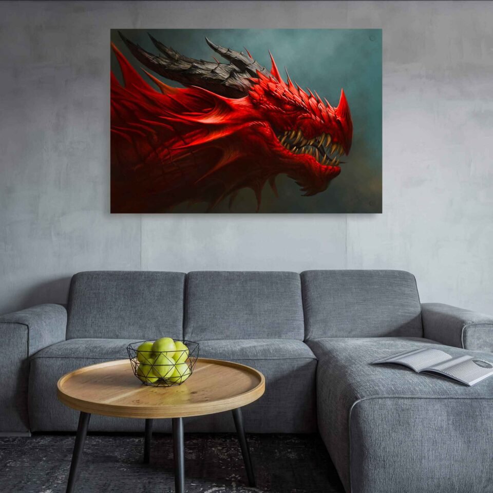Scarlet Inferno - Red Dragon Head on Large Canvas Prints