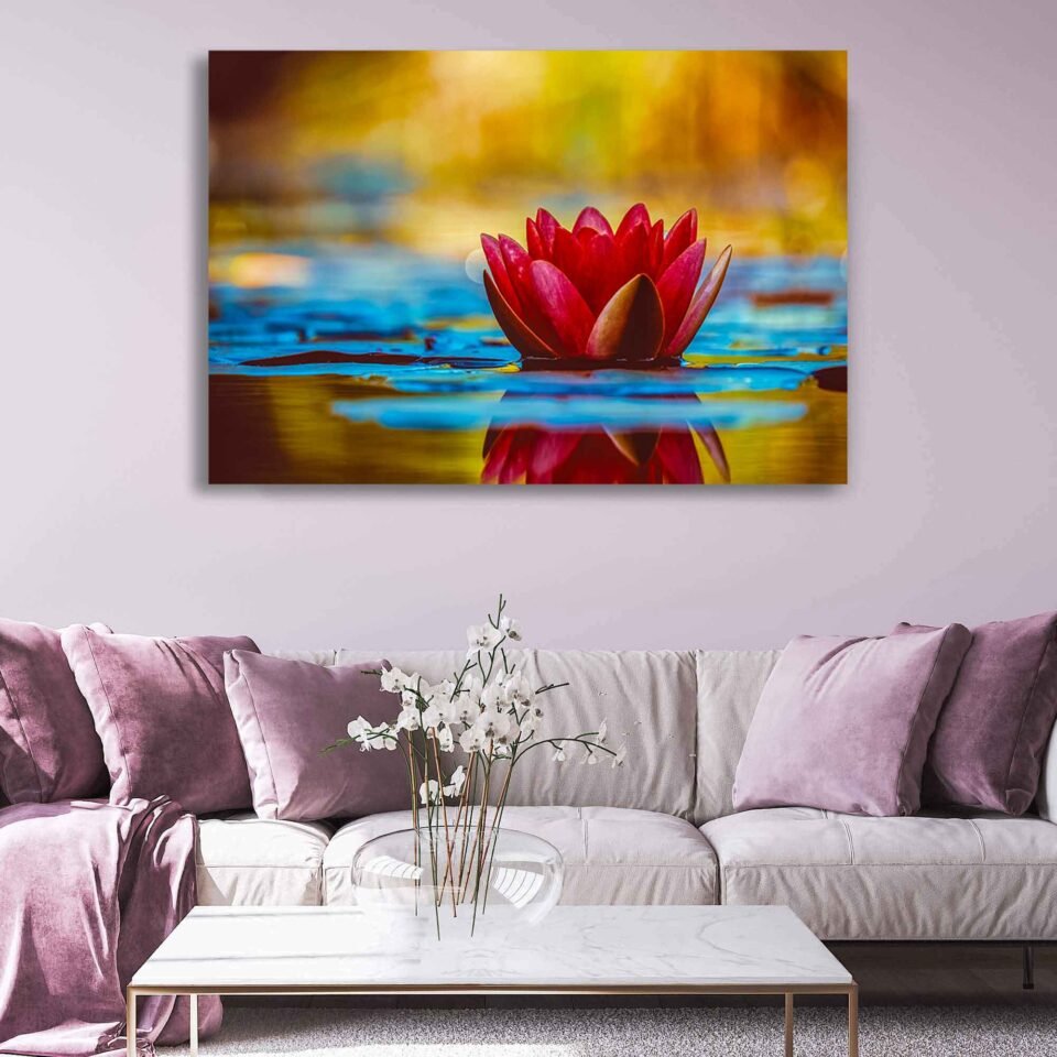 Reflections of Serenity - Beautiful Water Lily in a Pond - Wall Art