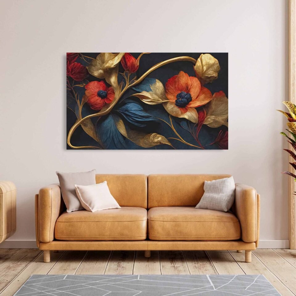 Renaissance Elegance - Abstract Floral Art in Retro Style - Abstract Wall Art