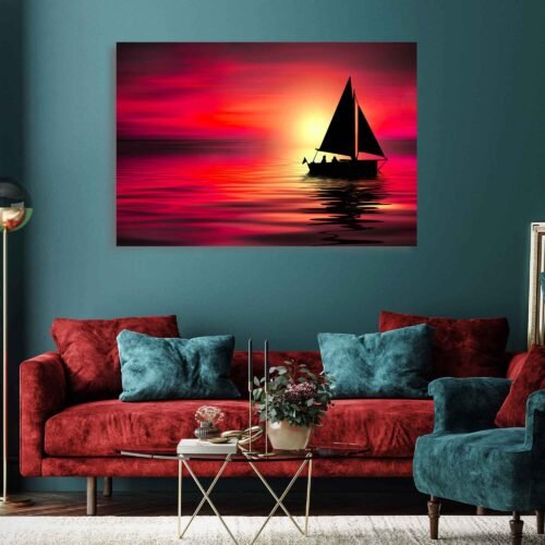 Sunset Serenity - Sailing Through Nature's Cool Embrace - Nature Wall Art