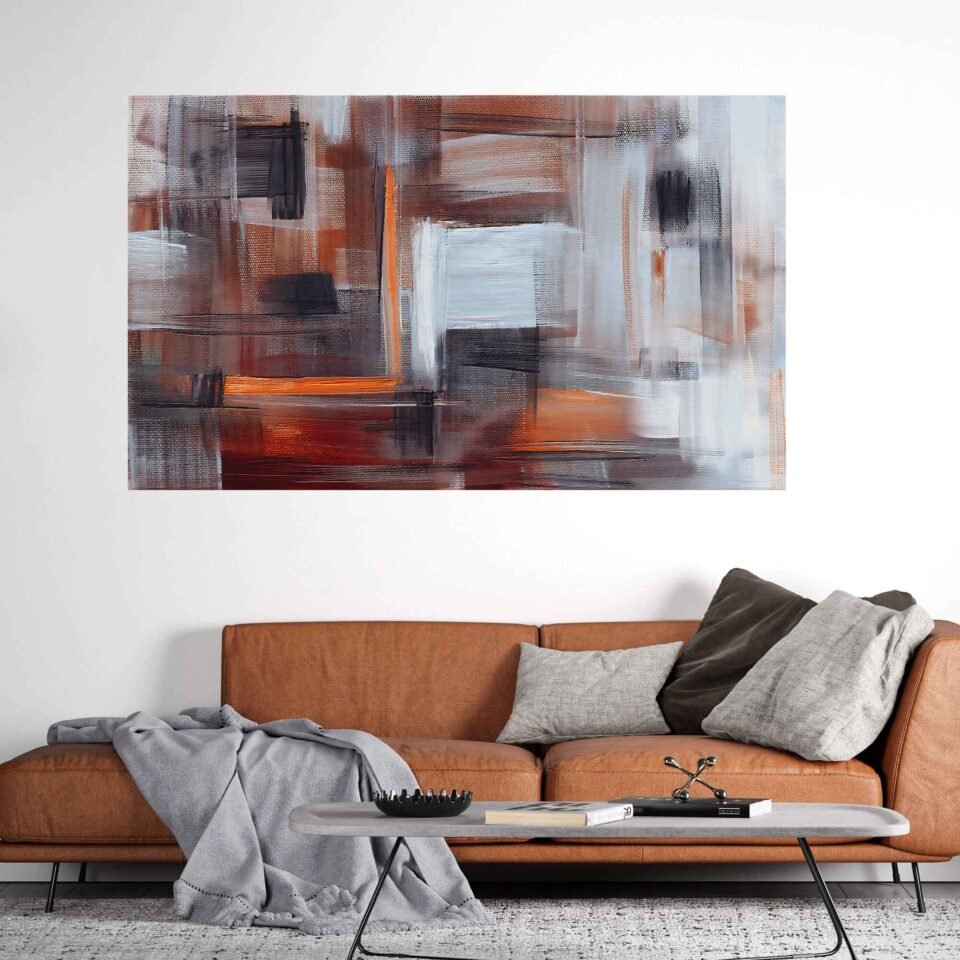 Coffee Elegance - Artistic Brown Paint Strokes on Canvas Prints