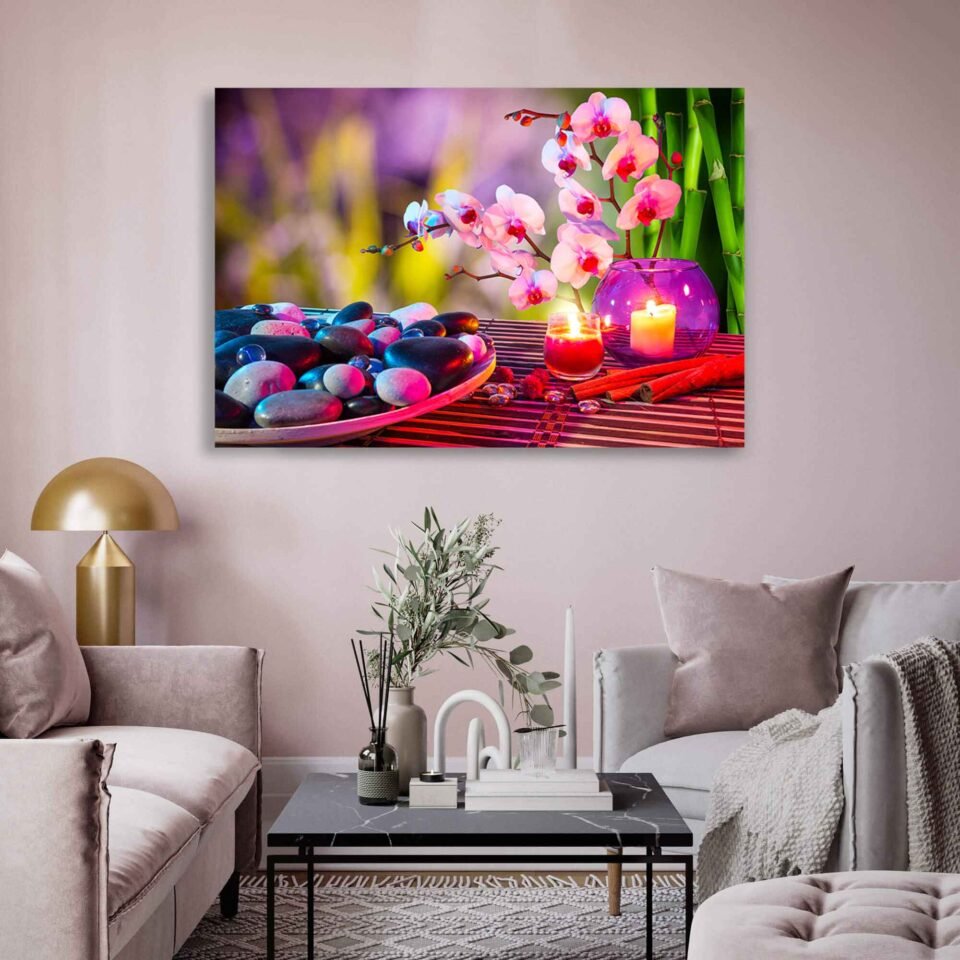 Zen Serenity - Spa Stones, Orchids, and Bamboo on Canvas Prints