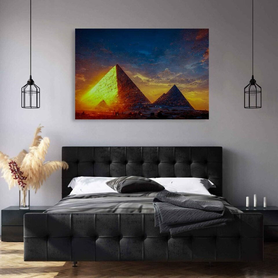 Golden Majesty - Sunset Over Egypt's Enigmatic Pyramids - Canvas Wall Art Prints