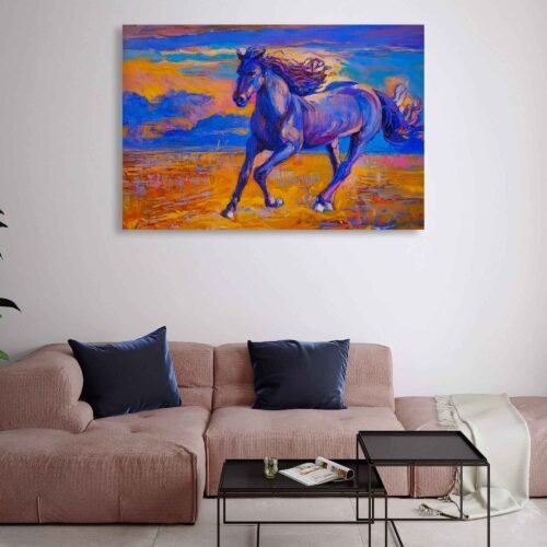 Dynamic Gallop - Modern Art Oil Painting of a Running Horse - Reproduction on Canvas Prints