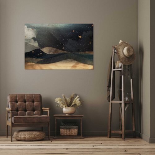 Twilight Whispers - Mystical Night Sky on Canvas Prints This captivating artwork unveils a twilight dreamscape, where whispers of magic and celestial wonders fill the air. The twinkling stars and the ethereal ambiance create a captivating nightscape that sparks the imagination and stirs the soul.