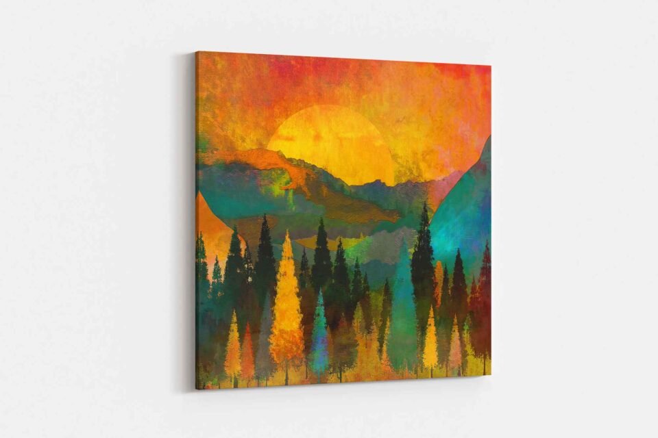 Golden Awakening - Sunrise Over Mountainous Pine - Landscape Wall Art