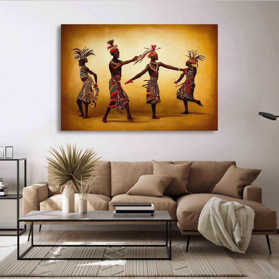 Rhythmic Reverie - Abstract Colorful African Tribal Dance - African Art On Canvas Prints