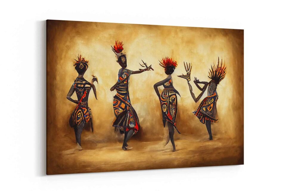 Rhythms of Heritage - Abstract African Tribal Dance - African Art Prints. Gallery-Quality Canvas Wall Art Prints for Home Decor.