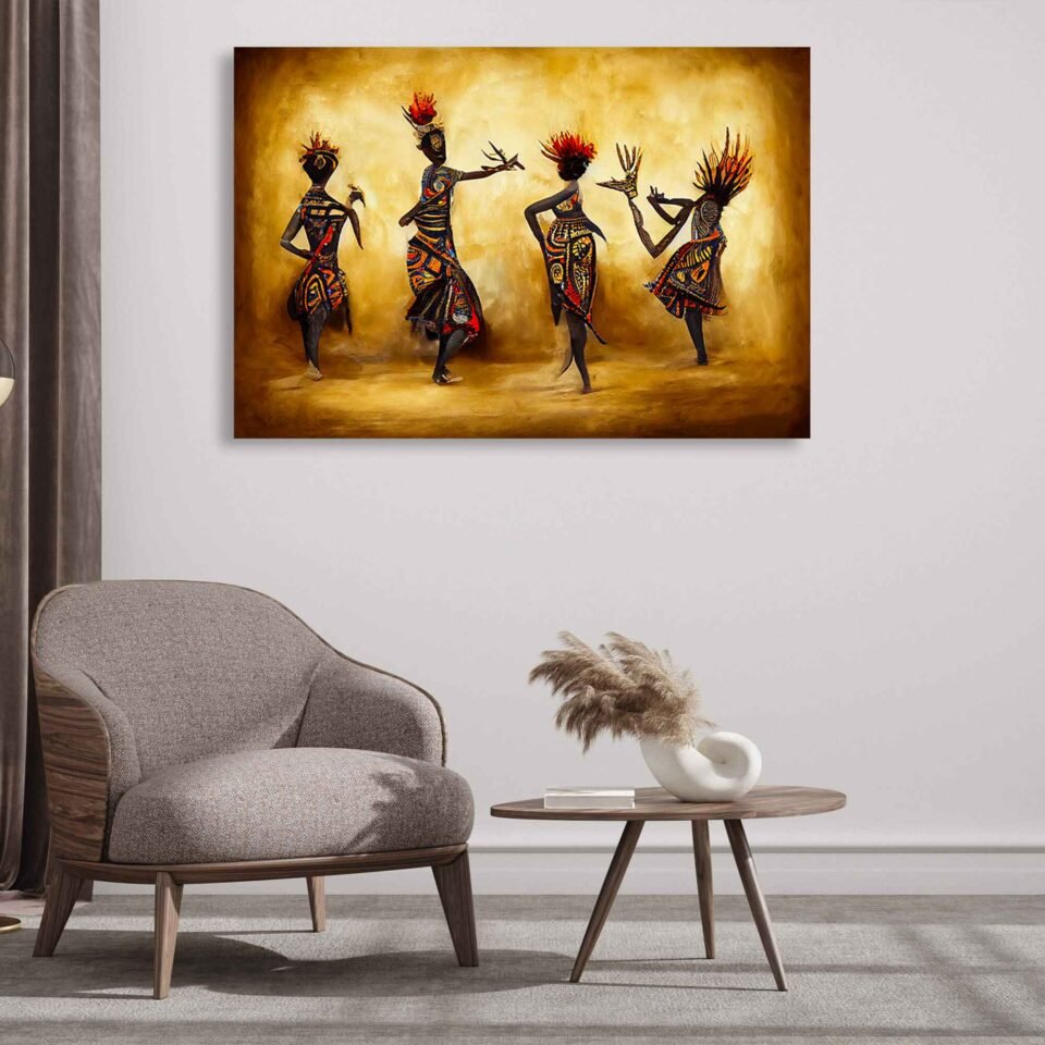 Rhythms of Heritage - Abstract African Tribal Dance - African Art Prints. Gallery-Quality Canvas Wall Art Prints for Home Decor.